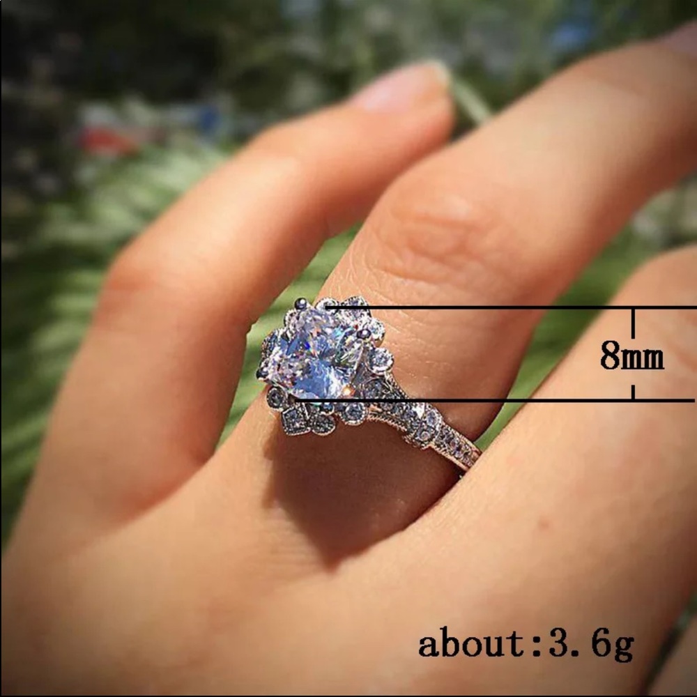 New Queen 925 Silver Diamond Engagement Ring - Picture 6 of 6